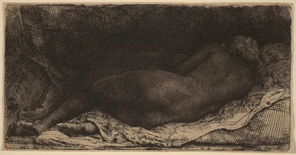 Reclining Female Nude by Rembrandt van Rijn