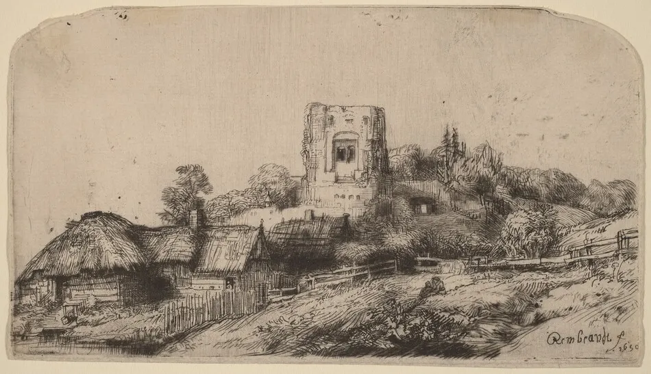 Landscape with a Square Tower by Rembrandt van Rijn