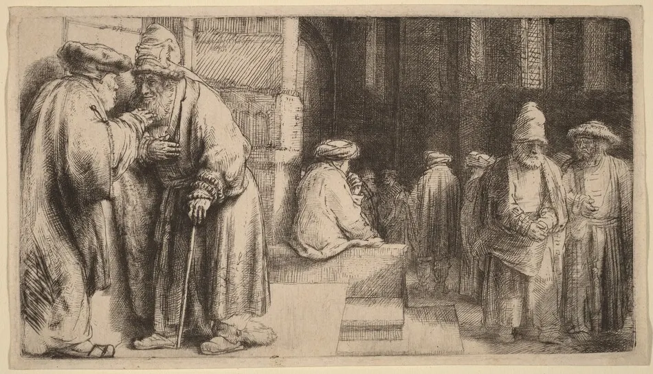 Jews in the Synagogue by Rembrandt van Rijn