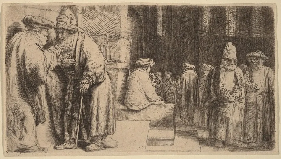 Jews in the Synagogue by Rembrandt van Rijn