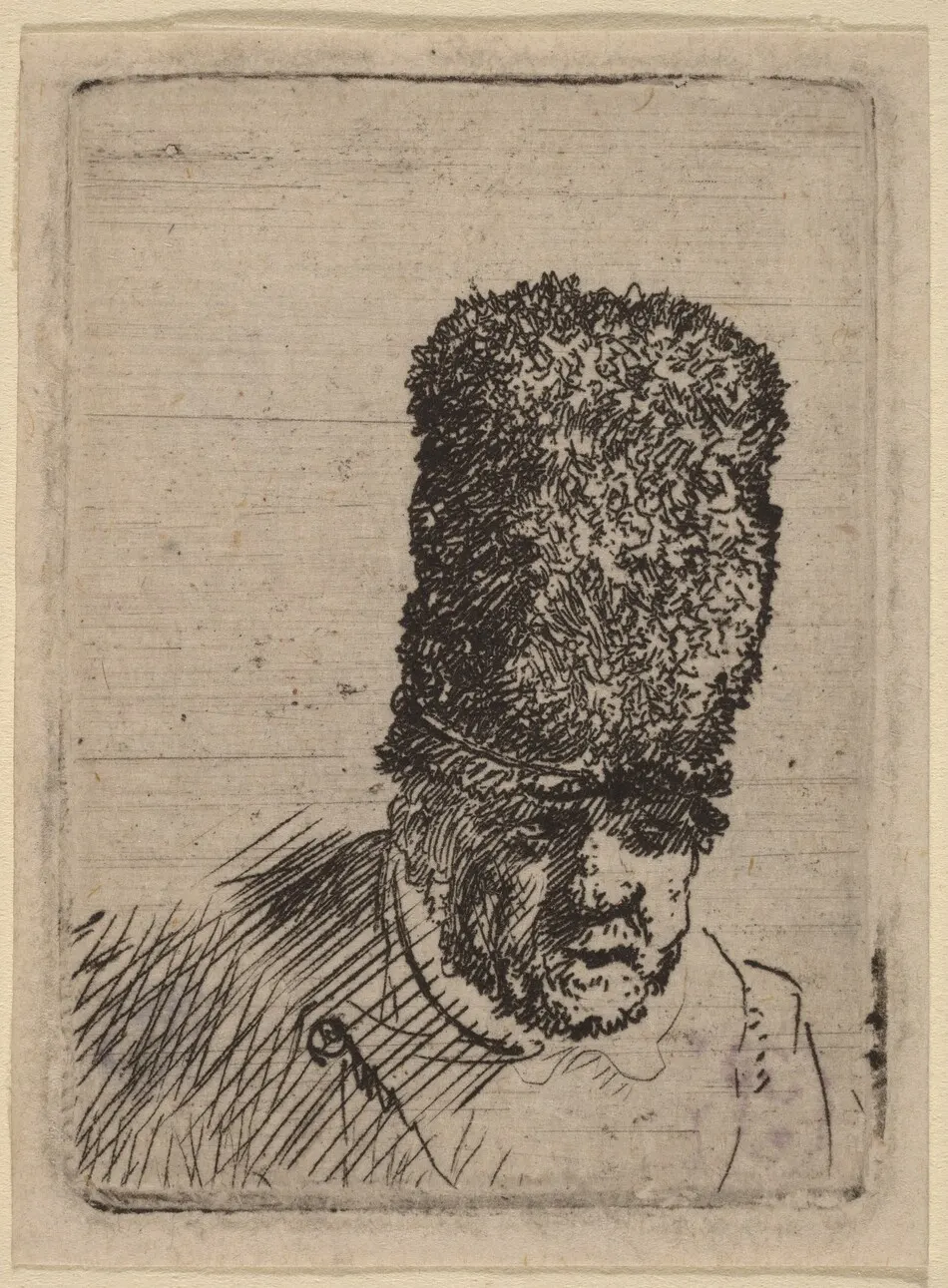 Head of an Old Man in High Fur Cap by Rembrandt van Rijn