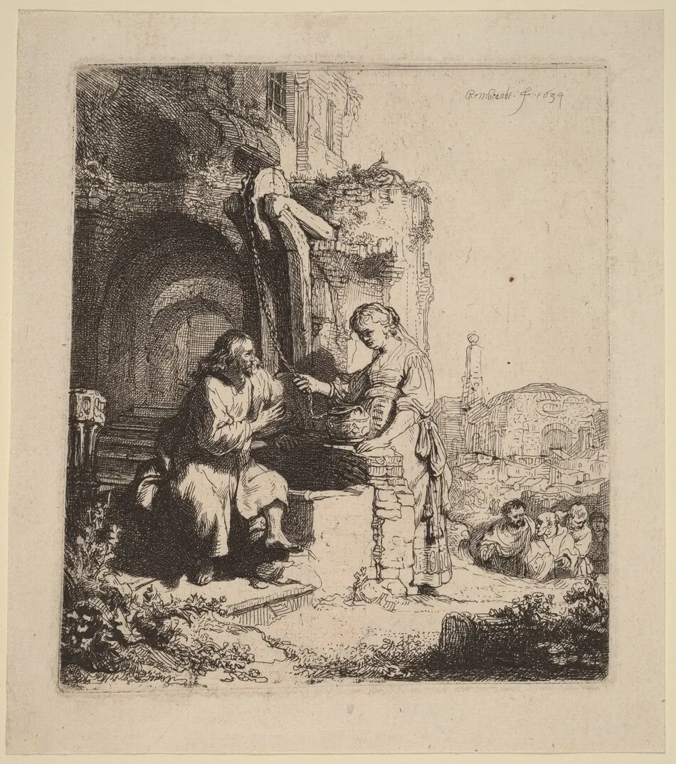 Christ and the Woman of Samaria Among Ruins by Rembrandt van Rijn