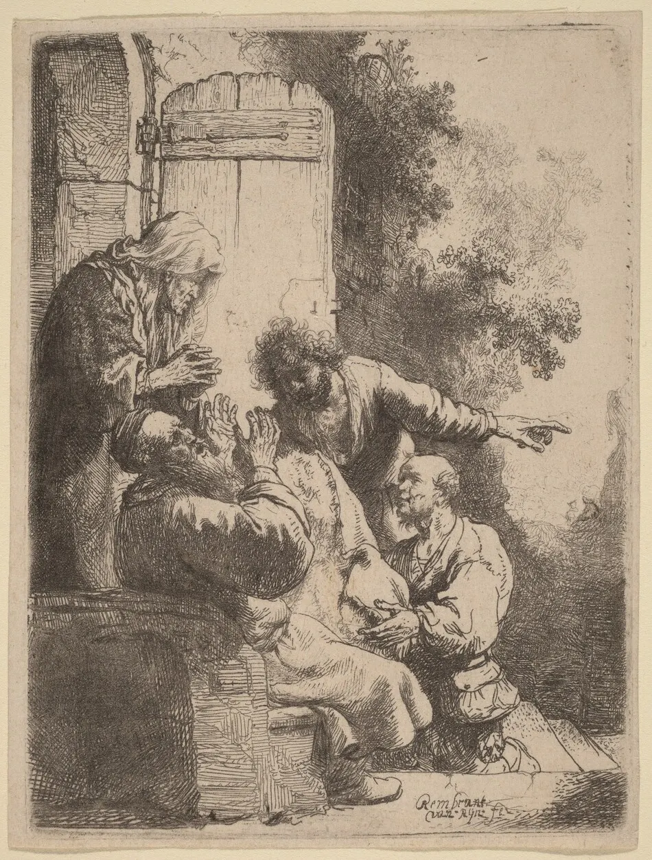 Joseph's Coat Brought to Jacob by Rembrandt van Rijn