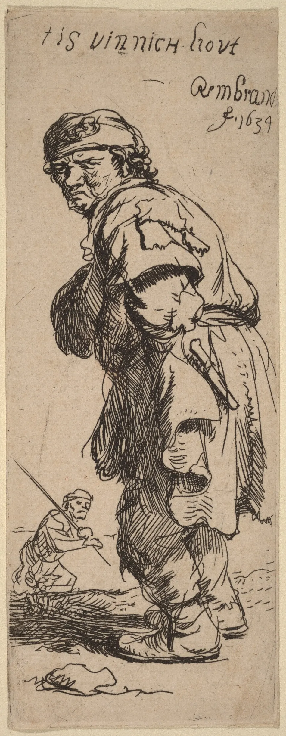 A Peasant Calling Out: "tis vinnich kout" (It's biting cold) by Rembrandt van Rijn