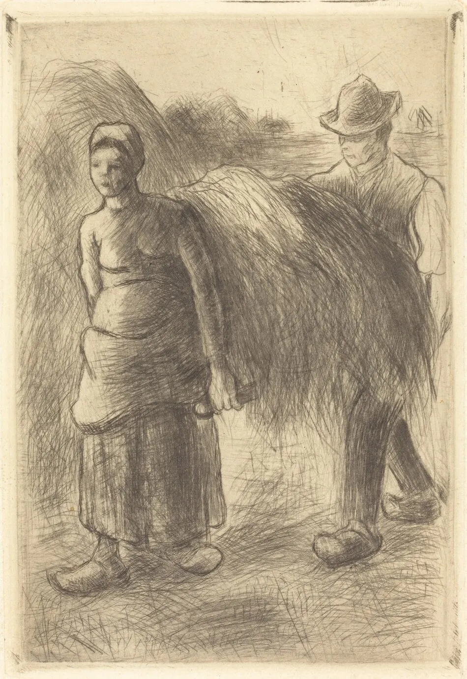 Peasants Carrying Hay (Paysans portant du foin) by Camille Pissarro