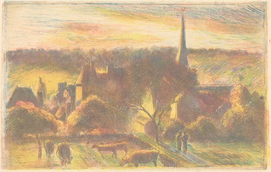 Eglise et ferme d'Éragny (A Church and Farm at Éragny) by Camille Pissarro