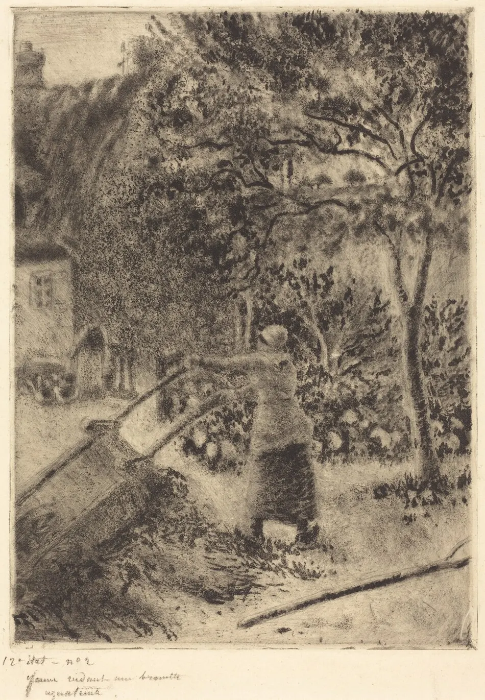 A Woman Emptying a Wheelbarrow (Femme vidant une brouette) by Camille Pissarro