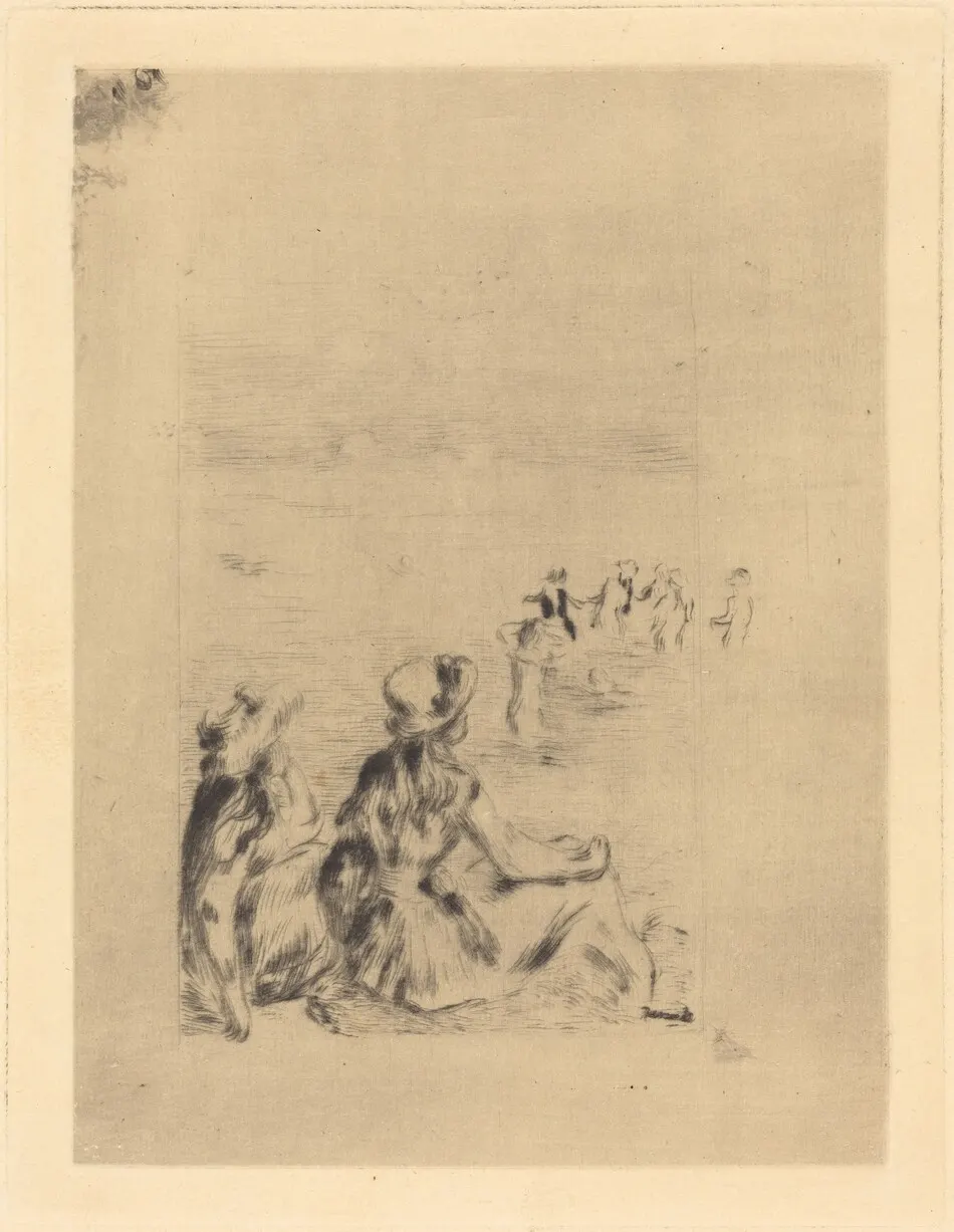 On the Beach - At Berneval (Sur la plage - a Berneval) by Auguste Renoir