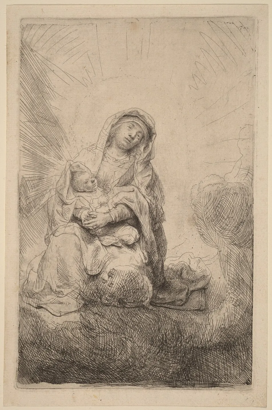 Virgin and Child in the Clouds by Rembrandt van Rijn
