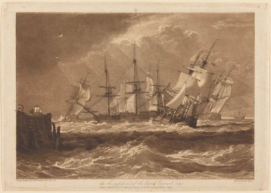 Ships in a Breeze by J.M.W. Turner