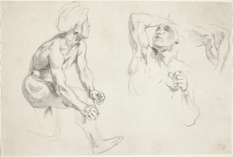 Male Nude Posing for Figures in the "Frise de la Guerre" by Eugène Delacroix