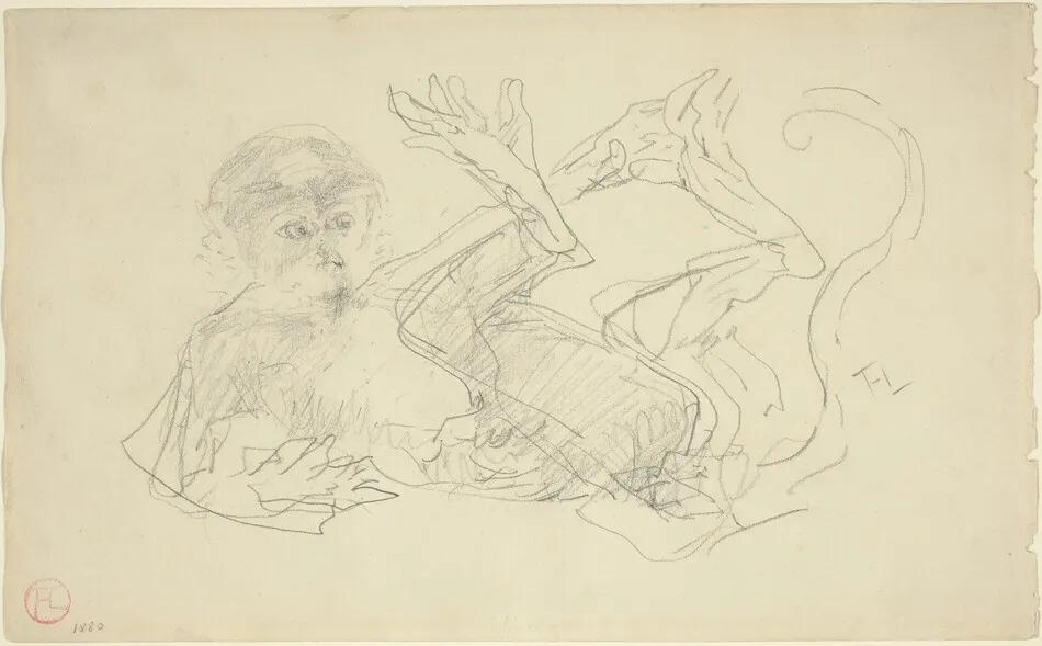 A Monkey Playing on His Back by Henri de Toulouse-Lautrec