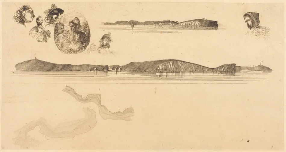Sketches on the Coast Survey Plate by James McNeill Whistler
