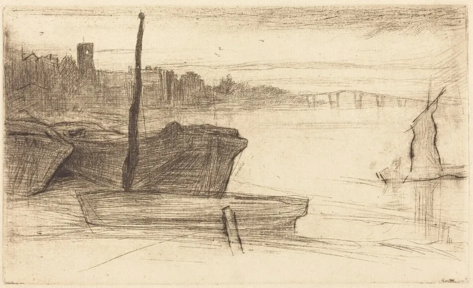 Chelsea Bridge and Church by James McNeill Whistler