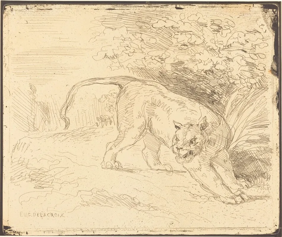 Tigre en arrêt by Eugène Delacroix