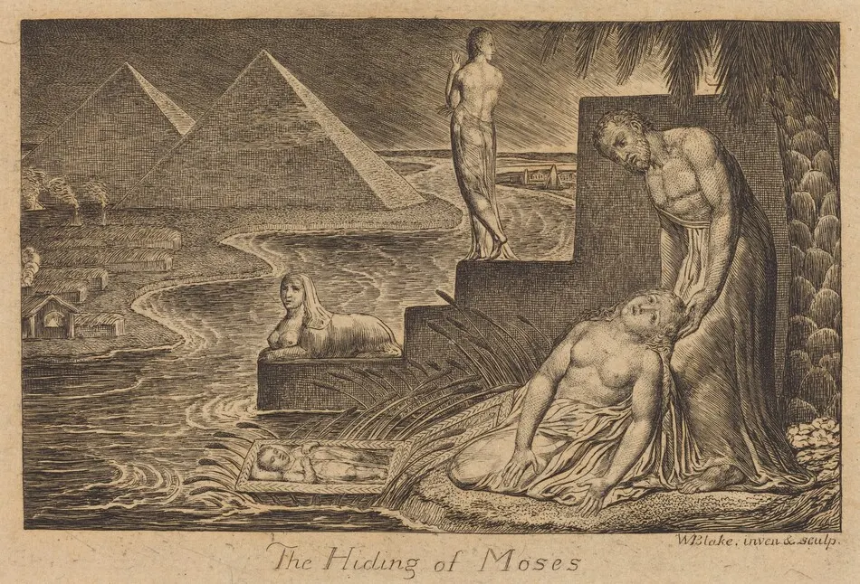 The Hiding of Moses by William Blake