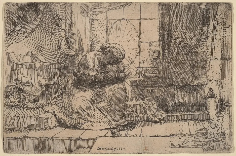 The Virgin and Child with the Cat and Snake by Rembrandt van Rijn