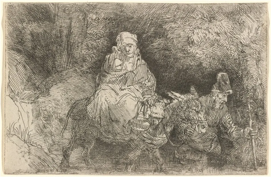 The Flight into Egypt: Crossing a Brook by Rembrandt van Rijn