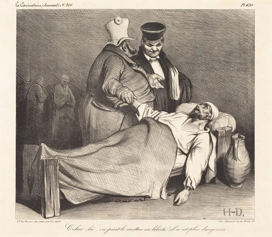 Celui-la, on peut le mettre en liberté! (This one we can set free!  He is no longer dangerous!) by Honoré Daumier
