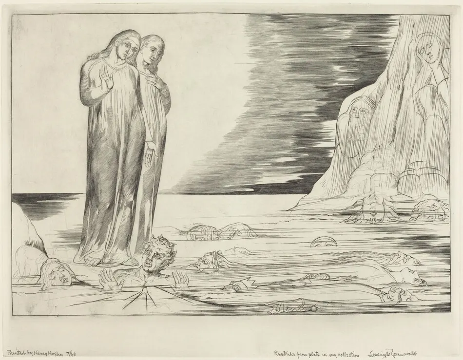 The Circle of the Traitors; Dante's Foot Striking Bocca degli Abbate by William Blake