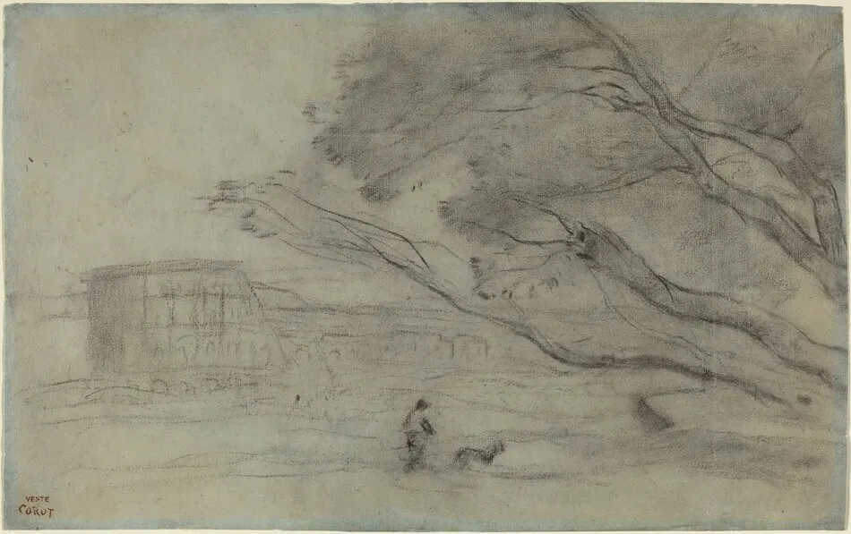 Souvenir: Roman Landscape with the Colosseum by Jean-Baptiste-Camille Corot