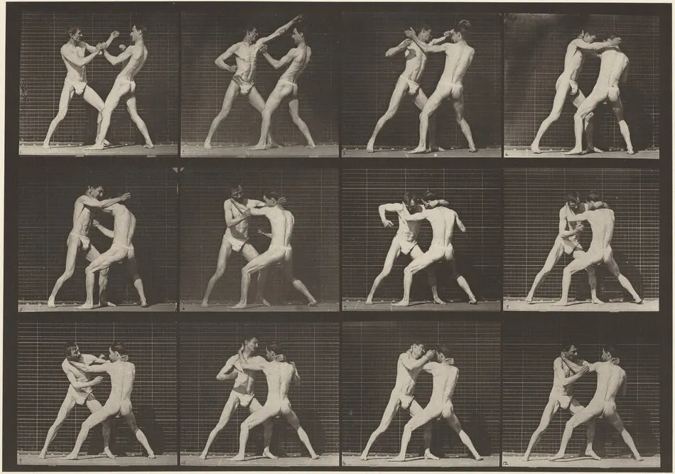 Plate Number 340. Boxing, open hand (shoes) by Eadweard Muybridge