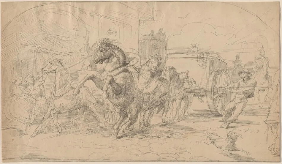 The Runaway Carriage by Eugène Delacroix