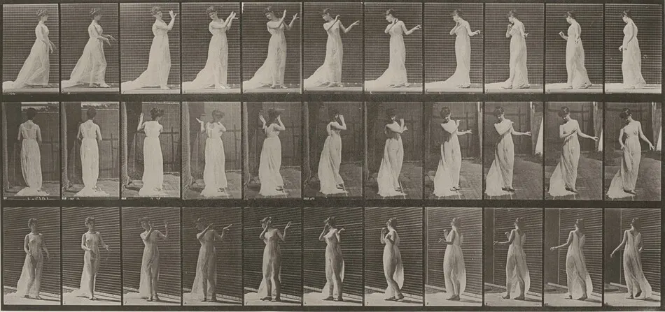 Plate Number 55. Walking and turning around, action of aversion by Eadweard Muybridge