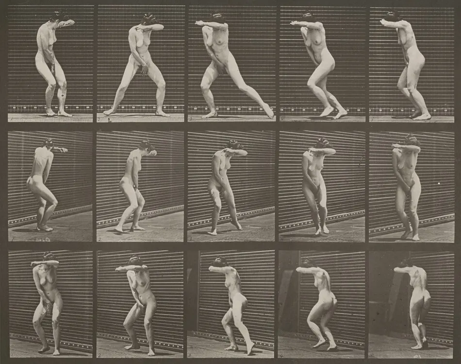 Plate Number 73. Turning around in surprise and running away by Eadweard Muybridge