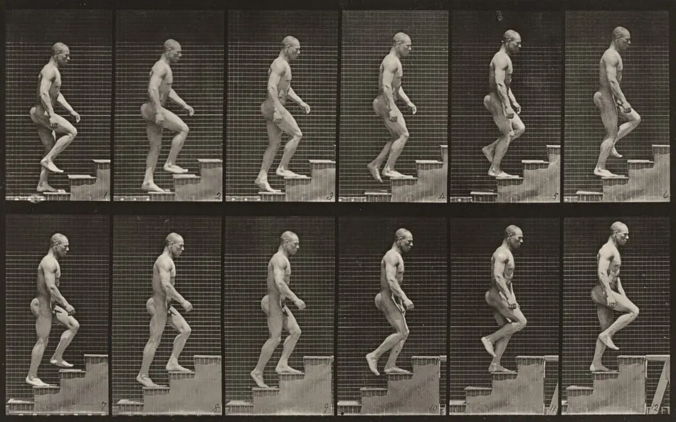 Plate Number 91. Ascending stairs by Eadweard Muybridge