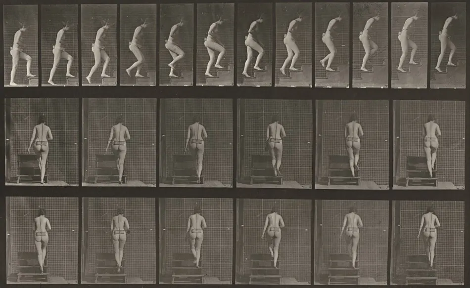 Plate Number 93. Ascending stairs by Eadweard Muybridge
