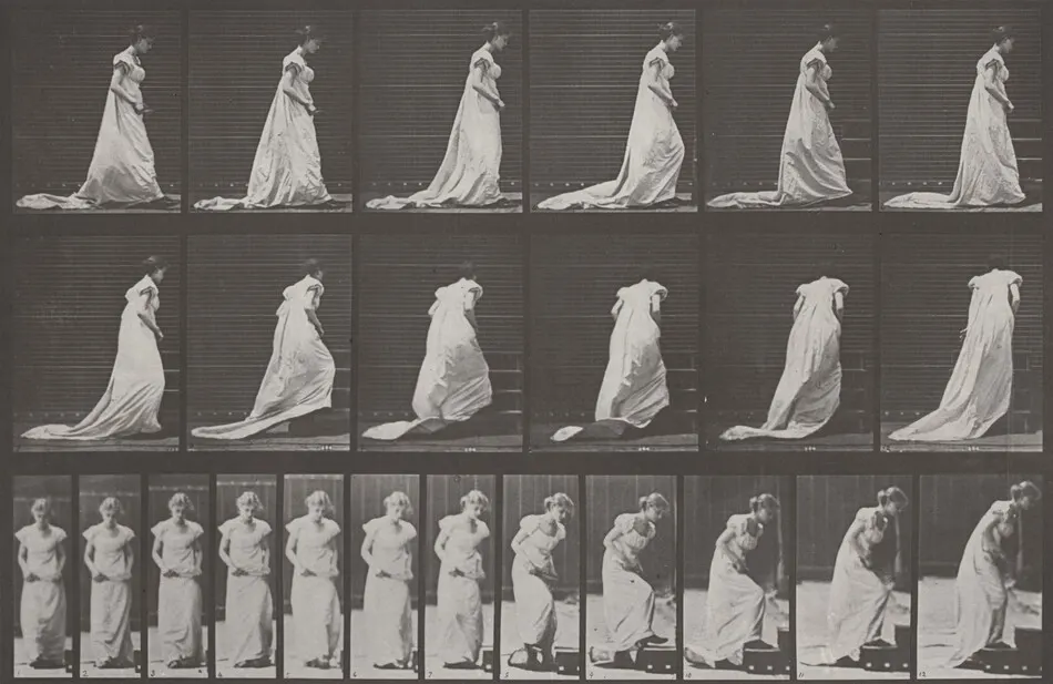 Plate Number 100. Turning and ascending stairs by Eadweard Muybridge