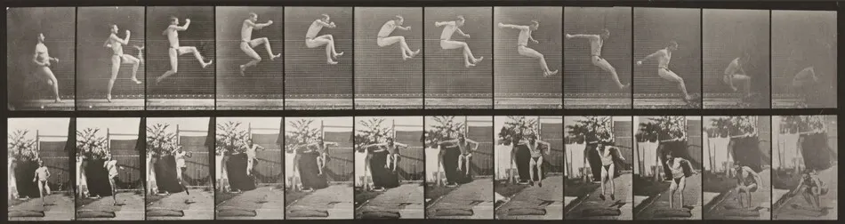 Plate Number 159. Jumping, running broad jump by Eadweard Muybridge