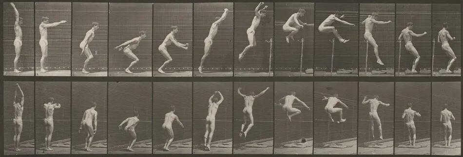 Plate Number 161. Jumping, standing high jump by Eadweard Muybridge
