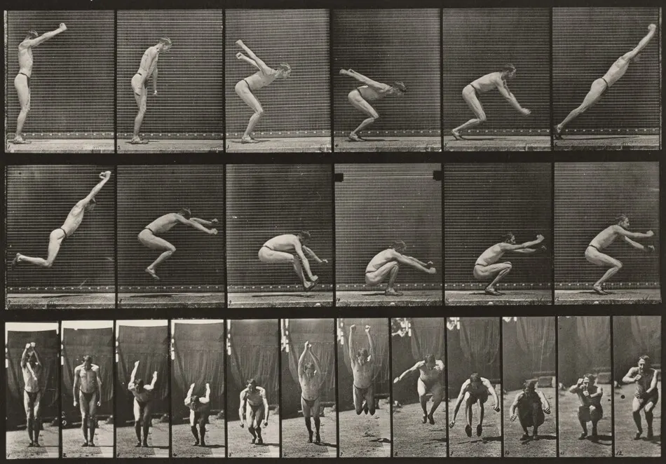 Plate Number 163. Jumping, standing broad jump by Eadweard Muybridge