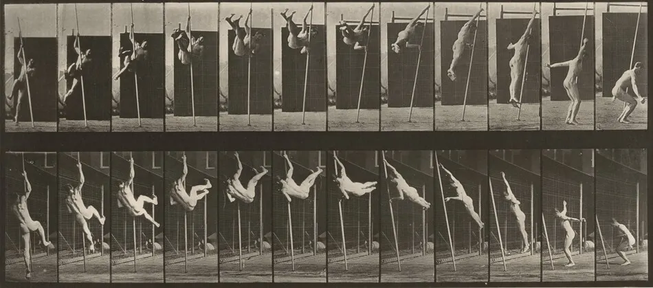 Plate Number 165. Jumping and pole-vaulting by Eadweard Muybridge