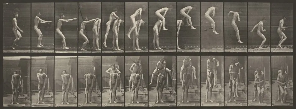 Plate Number 166. Jumping over a man's back (leapfrog) by Eadweard Muybridge