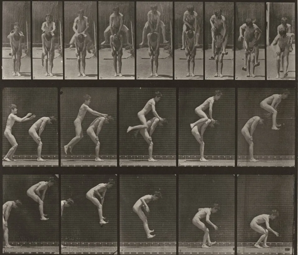 Plate Number 167. Jumping over a boy's back (leapfrog) by Eadweard Muybridge