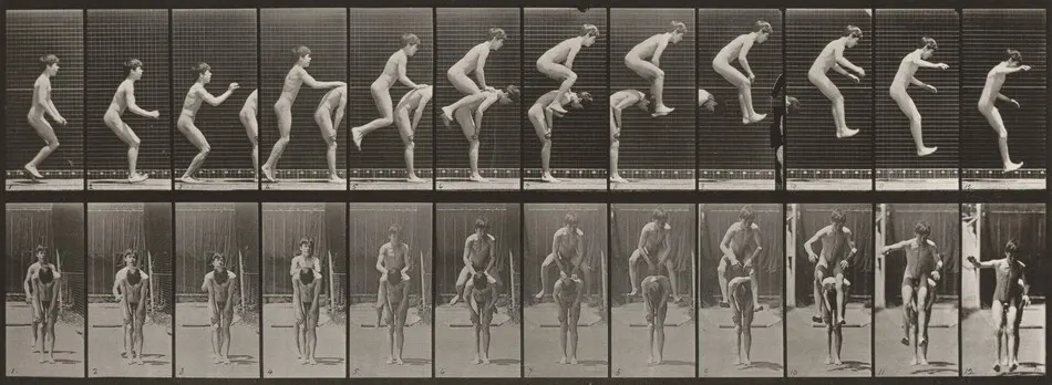 Plate Number 168. Jumping over a boy's back (leapfrog) by Eadweard Muybridge
