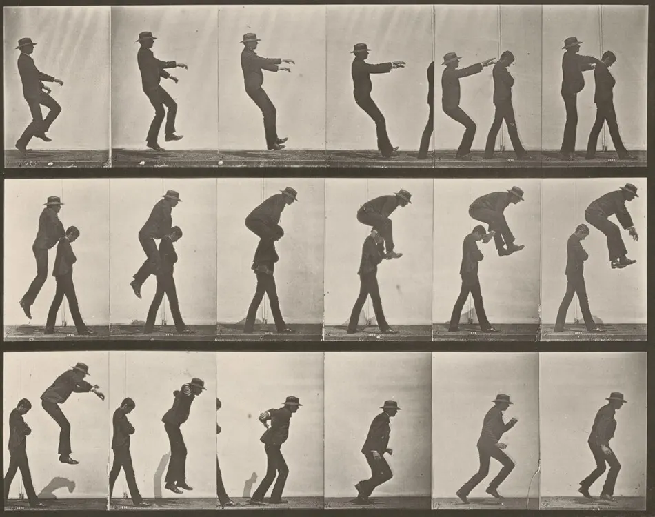 Plate Number 169. Jumping over boy's back (leapfrog) by Eadweard Muybridge