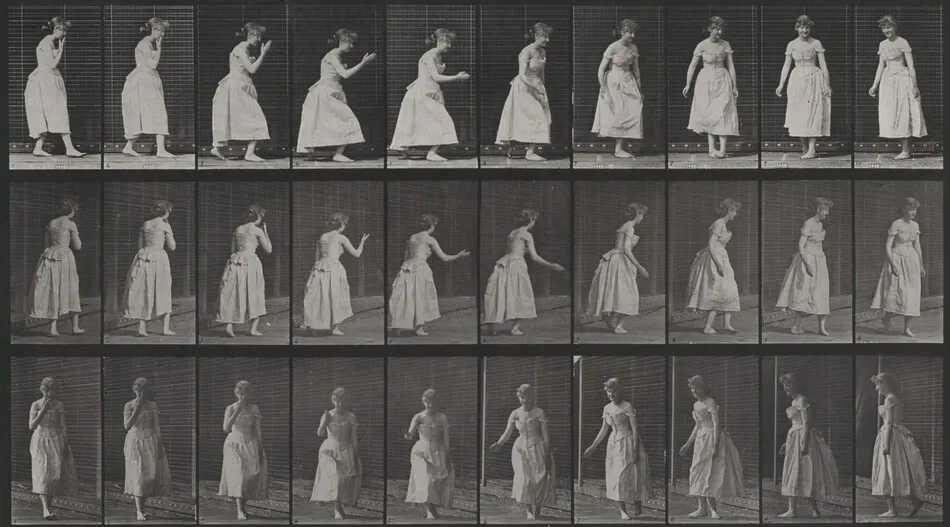 Plate Number 200. Curtseying, kissing hand and turning around by Eadweard Muybridge