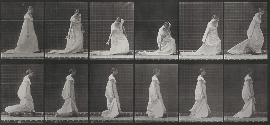 Plate Number 207. Stooping and lifting train by Eadweard Muybridge