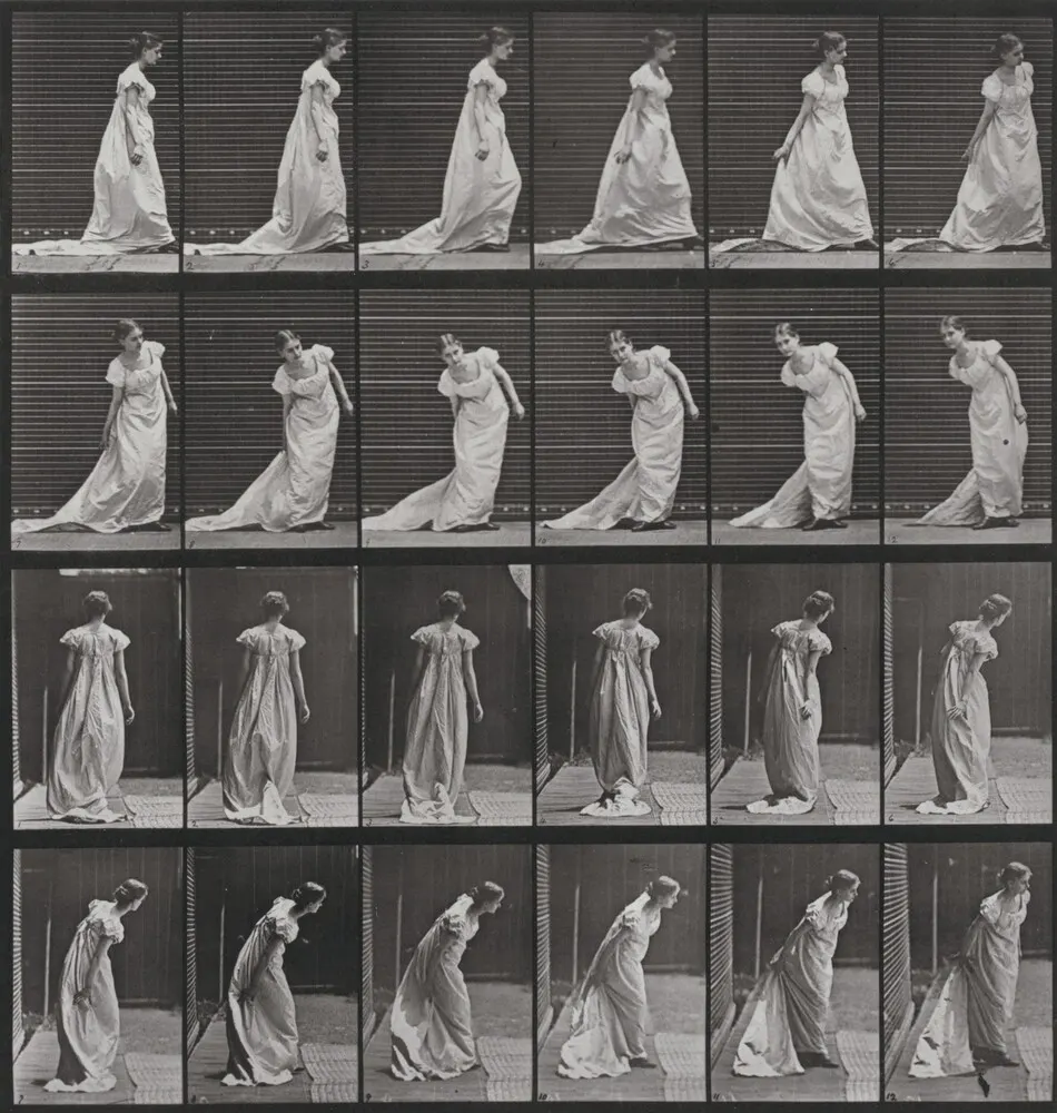 Plate Number 231. Stooping to arrange train and turning by Eadweard Muybridge