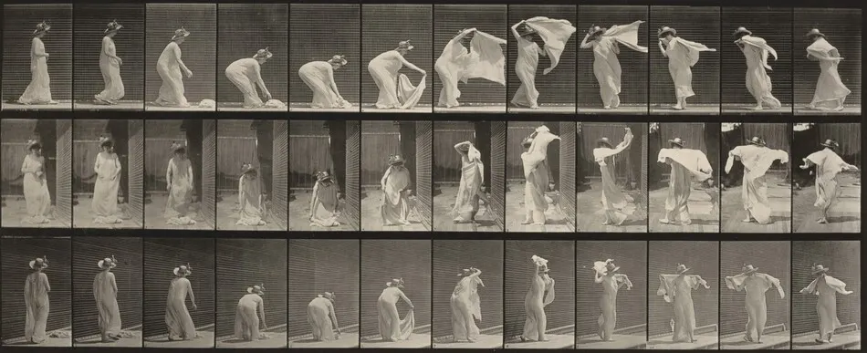 Plate Number 233. Lifting shawl, putting it around shoulders and turning by Eadweard Muybridge