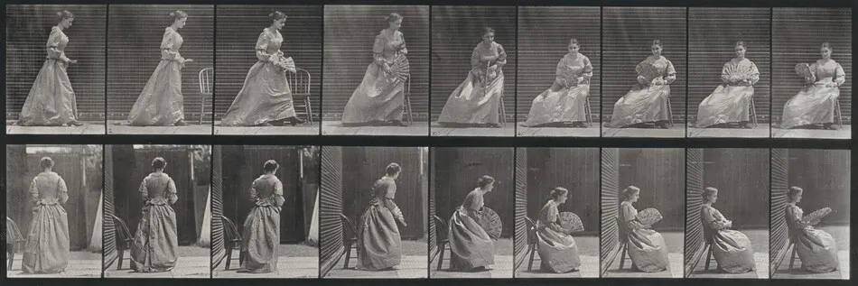Plate Number 240. Sitting and flirting a fan by Eadweard Muybridge