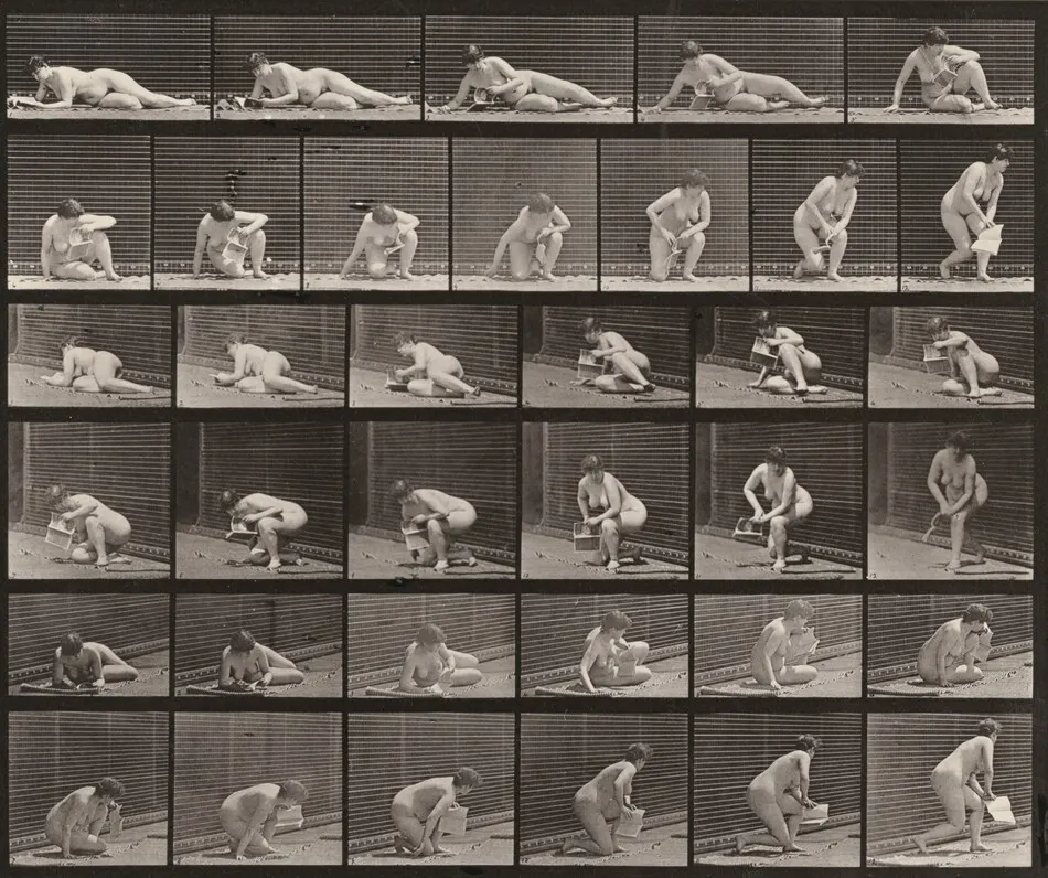 Plate Number 270. Arising from the ground with a pamphlet in left hand by Eadweard Muybridge
