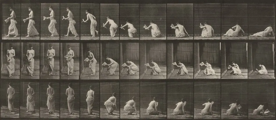 Plate Number 271. Arising from the ground with a paper in left hand by Eadweard Muybridge