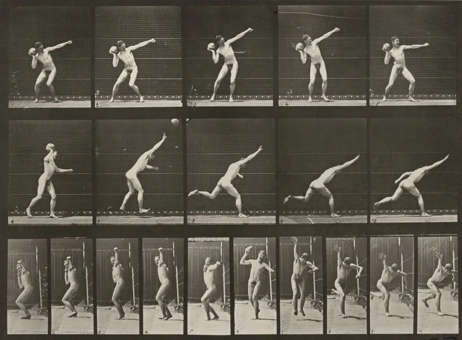 Plate Number 314. Heaving a 20-lb. rock by Eadweard Muybridge