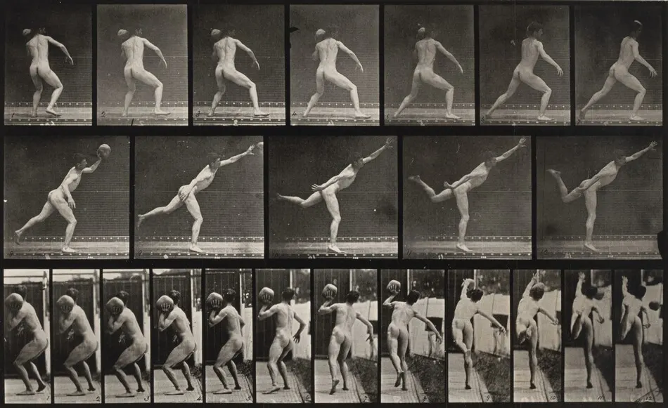 Plate Number 316. Heaving a 20-lb. rock by Eadweard Muybridge