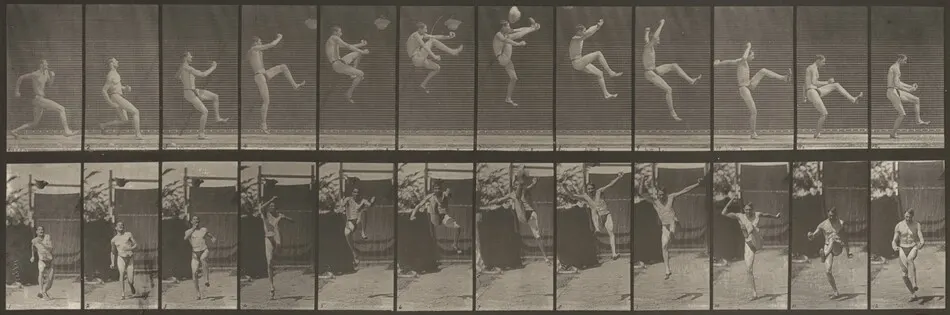 Plate Number 366. Running, hitch and kick by Eadweard Muybridge